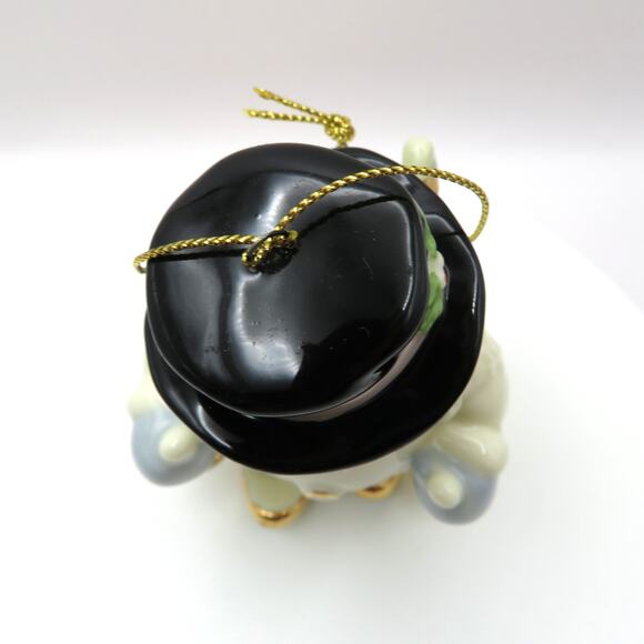 Porcelain Snowman Skier Ornament with Skis and Poles Christmas Figurine 4.75" - Picture 8 of 10